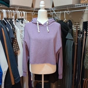 Buffalo David Bitton lavender violet drop shoulder crop fleece hoodie sweater